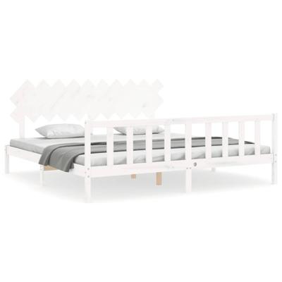 Bedframe zonder matras massief grenenhout wit 200x200 cm
