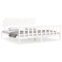 Bedframe zonder matras massief grenenhout wit 200x200 cm - thumbnail