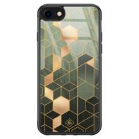 iPhone 8/7 glazen hardcase - Kubus groen - thumbnail