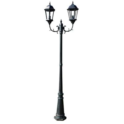 VidaXL Tuinlantaarn met 2 armen 230 cm aluminium donkergroen/zwart VidaXL Tuinlantaarn met 2 armen 230 cm aluminium donkergroen/zwart