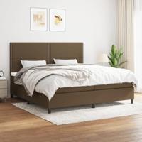 Boxspring met matras stof donkerbruin 200x200 cm - thumbnail