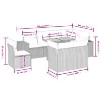 9-delige Loungeset met kussens poly rattan zwart - thumbnail