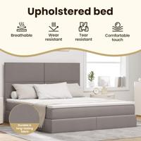 Opbergbed met LED met matras Taupe 160 x 200 cm Polyester - thumbnail