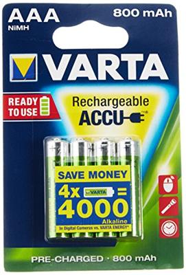 Batterij oplaadbaar Varta 4xAAA 800mAh ready2use