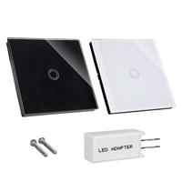 Aanraakgevoelige lichtschakelaar MACLEAN Energy MCE702W enkel, glas, met ronde knop Wit - thumbnail