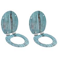VidaXL Toiletbrillen 2 st met soft-close deksels mdf houtontwerp - thumbnail