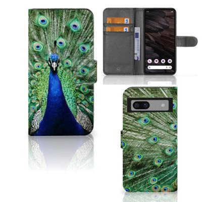 Google Pixel 7A | Telefoonhoesje | Met pasjeshouder | Pauw