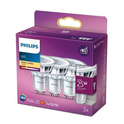 Philips Led Lamp GU10 2,7 W 215 Lumen Reflctor 3 stuks Philips Led Lamp GU10 2,7 W 215 Lumen Reflctor 3 stuks