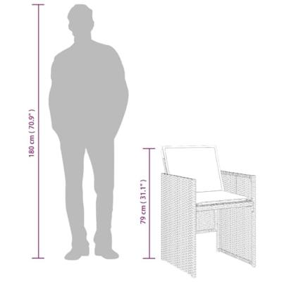 Tuinstoelen 4 st met kussens poly rattan grijs