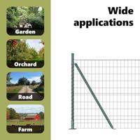 VidaXL Hek met paal groen 1,2 x 10 m staal en pvc - thumbnail