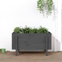 VidaXL Plantenbak verhoogd 101x50x57 cm massief grenenhout grijs - thumbnail