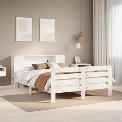 Bedframe zonder matras massief grenenhout wit 135x190 cm Bedframe zonder matras massief grenenhout wit 135x190 cm