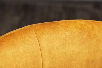 Draaidesign stoel EUPHORIA mosterdgeel fluweel met armleuning metalen frame zwart - 40260