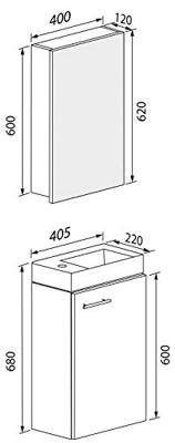 VCM Gastenwastafel Slito (Spiegelkast, Zwart) VCM Gastenwastafel Slito (Spiegelkast, Zwart)