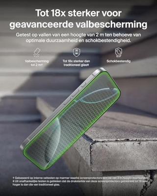 Belkin ScreenForce InvisiGlass Screenprotector voor iPhone Air, Kraswerend, Impactbestendig, met Easy Align-Frame voor Luchtbelvrije Plaatsing, Compatibel met Hoesjes, Gerecycled Glas