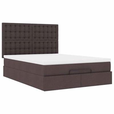 Ottoman bed met matras en LED's 140x190cm stof donkerbruin