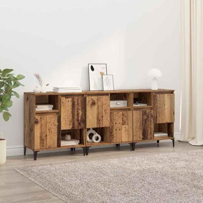 Dressoirs 3 pcs Oud Hout 60 x 35 x 70 cm Bewerkt hout