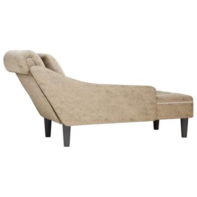 Chaise longue met kussen&rechterarmleuning kunstleer lichtgrijs