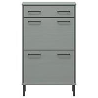 VidaXL Schoenenkast met metalen poten oslo massief grenenhout grijs - thumbnail