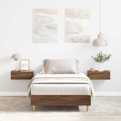 Bedframe zonder matras 75x190 cm spaanplaat bruin eikenkleurig