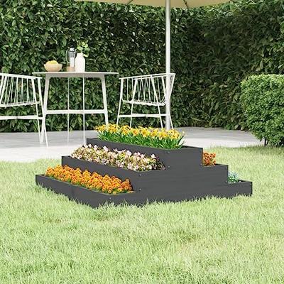 VidaXL Plantenbak 80x80x27 cm massief grenenhout grijs