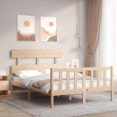 Bedframe met hoofdbord massief hout