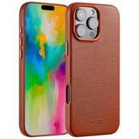 Accezz MagSafe Leather Backcover voor iPhone 16 Pro Max Telefoonhoesje Bruin - thumbnail