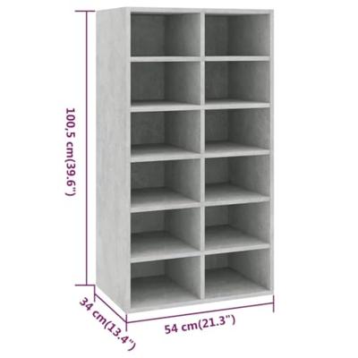 Schoenenrek 54x34x100,5 cm bewerkt hout betongrijs