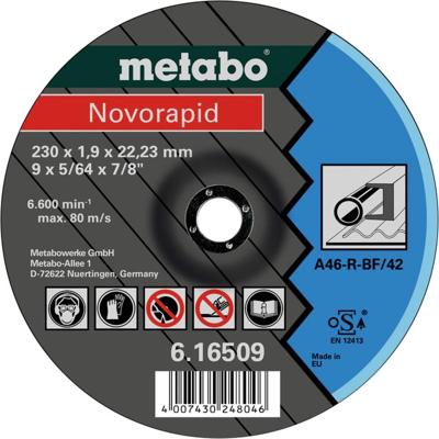 Metabo Accessoires Doorslijpschijf Ø 230x1,9x22,23 mm Staal Novorapid - 25 stuks - 616509000 Metabo Accessoires Doorslijpschijf Ø 230x1,9x22,23 mm Staal Novorapid - 25 stuks - 616509000