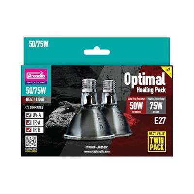 Arcadia optimal heating pack 75w halogen 50w deep heat Habistat Aquadistri - Aquadistri