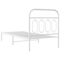 Bedframe met hoofdbord metaal wit 80x200 cm - thumbnail