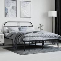 Bedframe met hoofdbord metaal zwart 140x190 cm - thumbnail