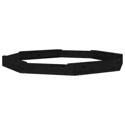 VidaXL Zandbak met bankjes achthoekig massief grenenhout zwart