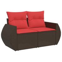 9-delige Loungeset met kussens poly rattan acacia bruin - thumbnail