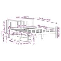 Bedframe zonder matras massief grenenhout wit 160x200 cm - thumbnail