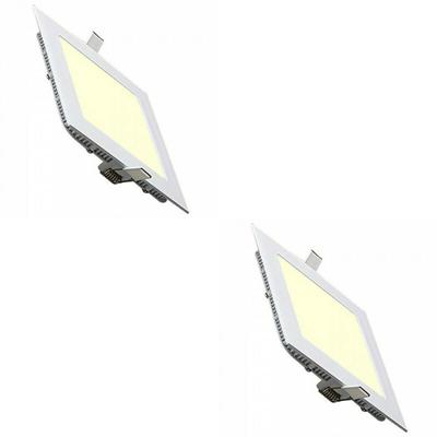 LED Downlight Slim 2 Pack - Inbouw Vierkant 9W - Warm Wit 2700K - Mat Wit Aluminium - 146mm