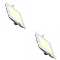 LED Downlight Slim 2 Pack - Inbouw Vierkant 9W - Warm Wit 2700K - Mat Wit Aluminium - 146mm - thumbnail