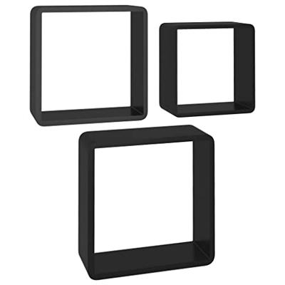 VidaXL Wandschappen kubus 3 st mdf zwart VidaXL Wandschappen kubus 3 st mdf zwart