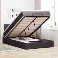 Ottoman bed met matras en LED's 120x200 cm stof donkerbruin - thumbnail