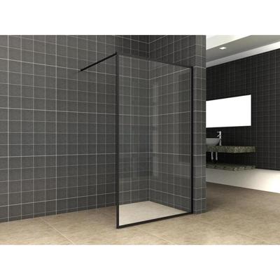 Wiesbaden Inloopdouche Square Stabilisatiestang Nano Coating 80x200 cm 10 mm Mat Zwart