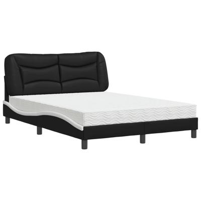 Bed met matras kunstleer zwart en wit 140x200 cm