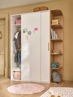 Kast met 2 schuifdeuren + bibliotheek JAPI wit - thumbnail