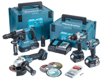Makita DLX4195JX1 Combiset | DHP489 + DTD173 + DHR243 + DGA504 | Incl. accu's en lader in M-box - DLX4195JX1 - thumbnail