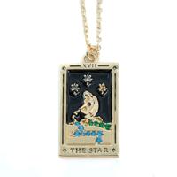 Amulet Staal Goudkleurig/Zwart Tarot 'de Ster' - thumbnail