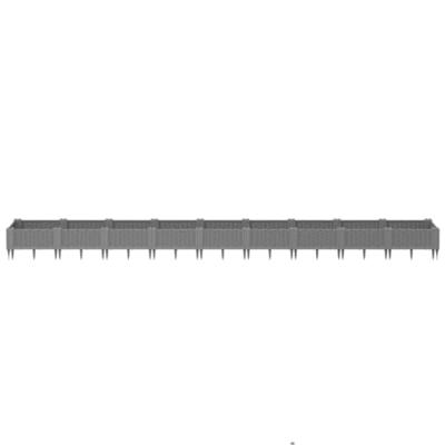 VidaXL Plantenbak met pinnen 362,5x42,5x28,5 cm polypropeen lichtgrijs