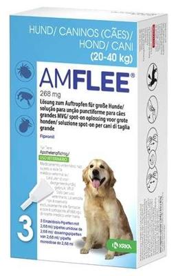 KRKA AMFLEE SPOT ON HOND 20-40 KG 268 MG 3 PIP