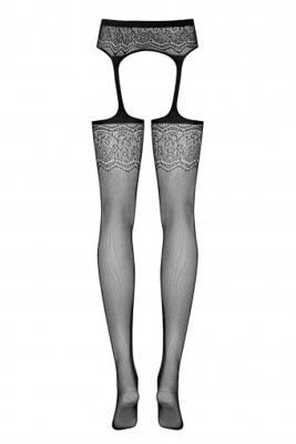Kousen met jarretels Obsessive S207 XL/XXL Zwart