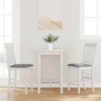 Barkrukken met kussens 2 stuks wit massief hout rubber - thumbnail