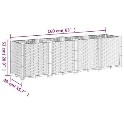 VidaXL Plantenbak 160x40x53 cm polypropeen blauwgrijs VidaXL Plantenbak 160x40x53 cm polypropeen blauwgrijs