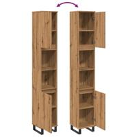 Badkamerkast 30x30x190 cm bewerkt hout artisanaal eikenkleurig - thumbnail